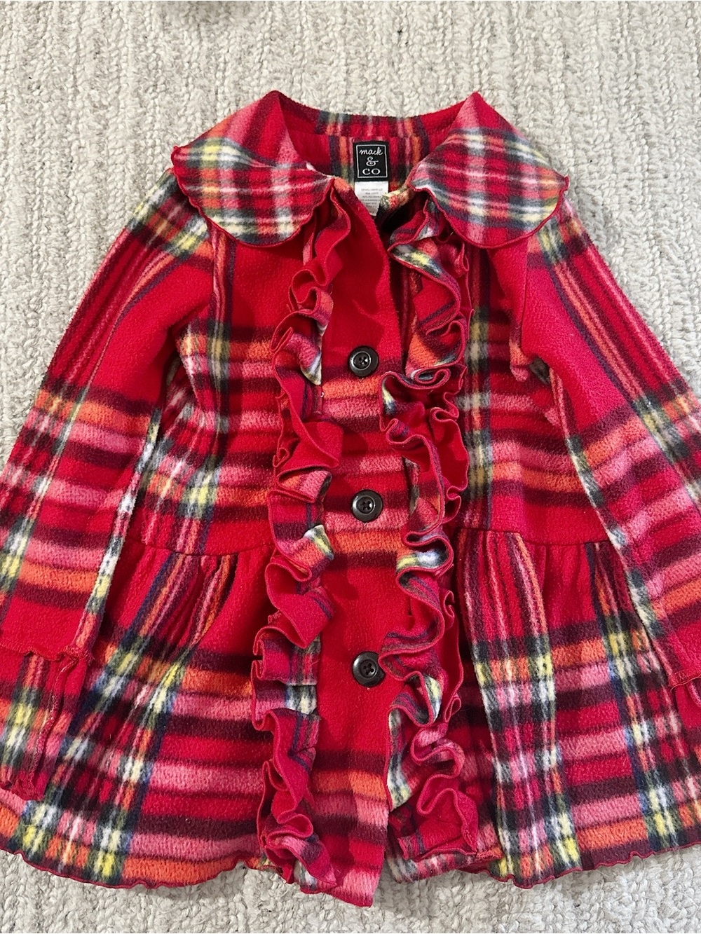Mack & Co Red Plaid Fleece Jacket in Size 5